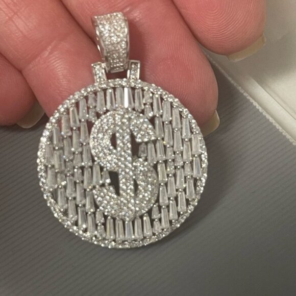 025 Sterling Silver CZ Diamond $ Charm - Picture 2 of 5